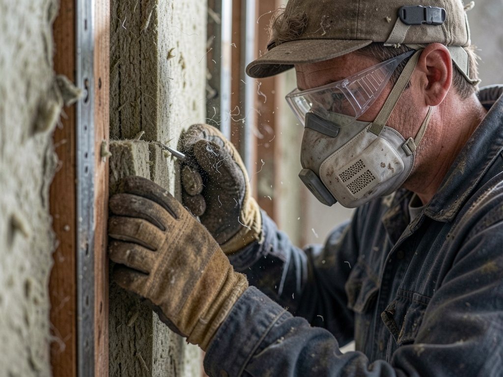 Isolatie met minerale wol achtergrond