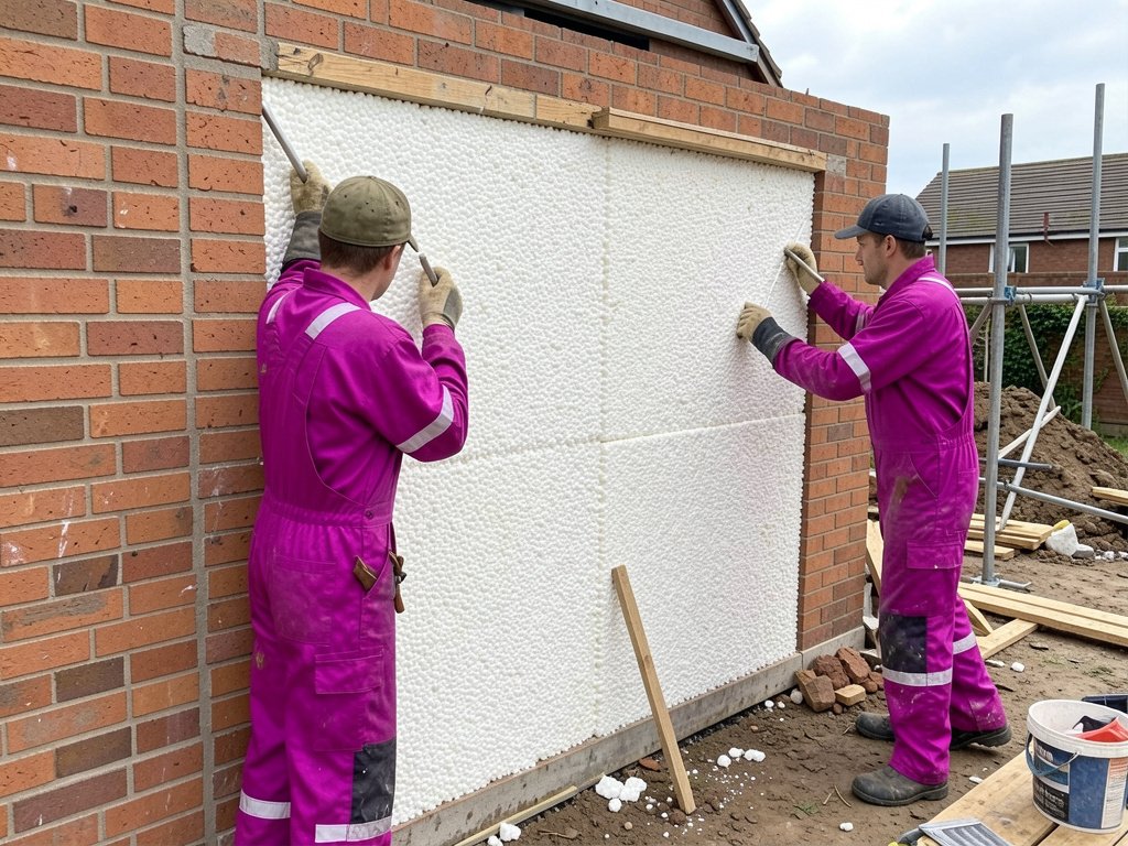 Isolatie met EPS parels achtergrond